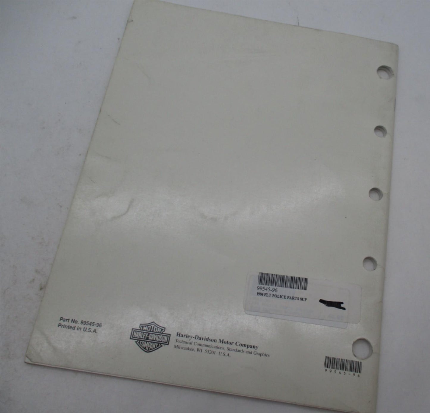 Harley Davidson Official NOS 1996 POLICE Models Part Catalog Supplement 99545-96