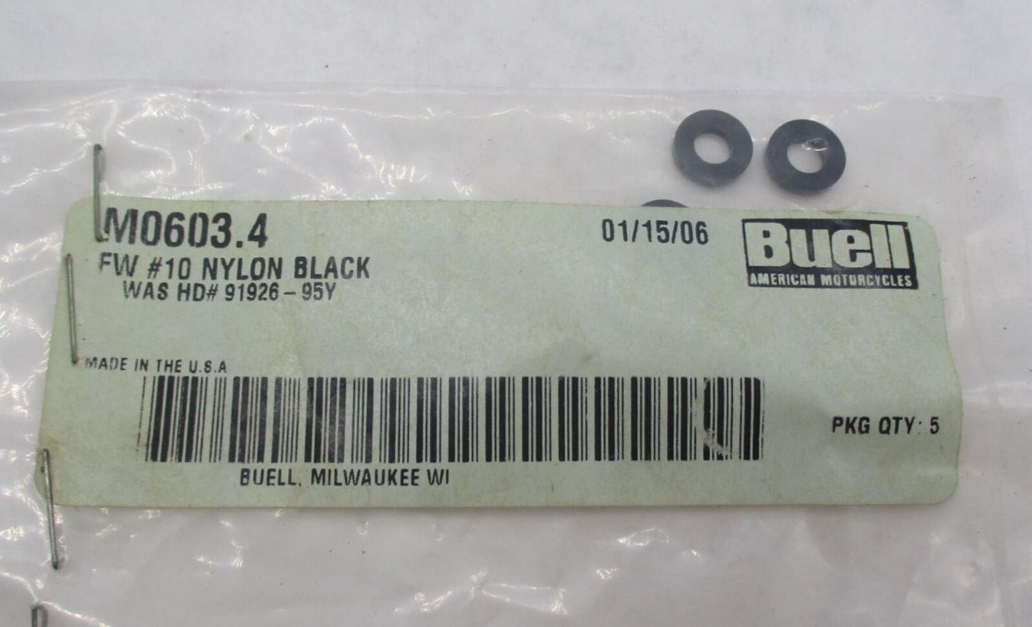 Set of 3 Buell Harley-Davidson Genuine NOS Nylon Black Washers M0603.4