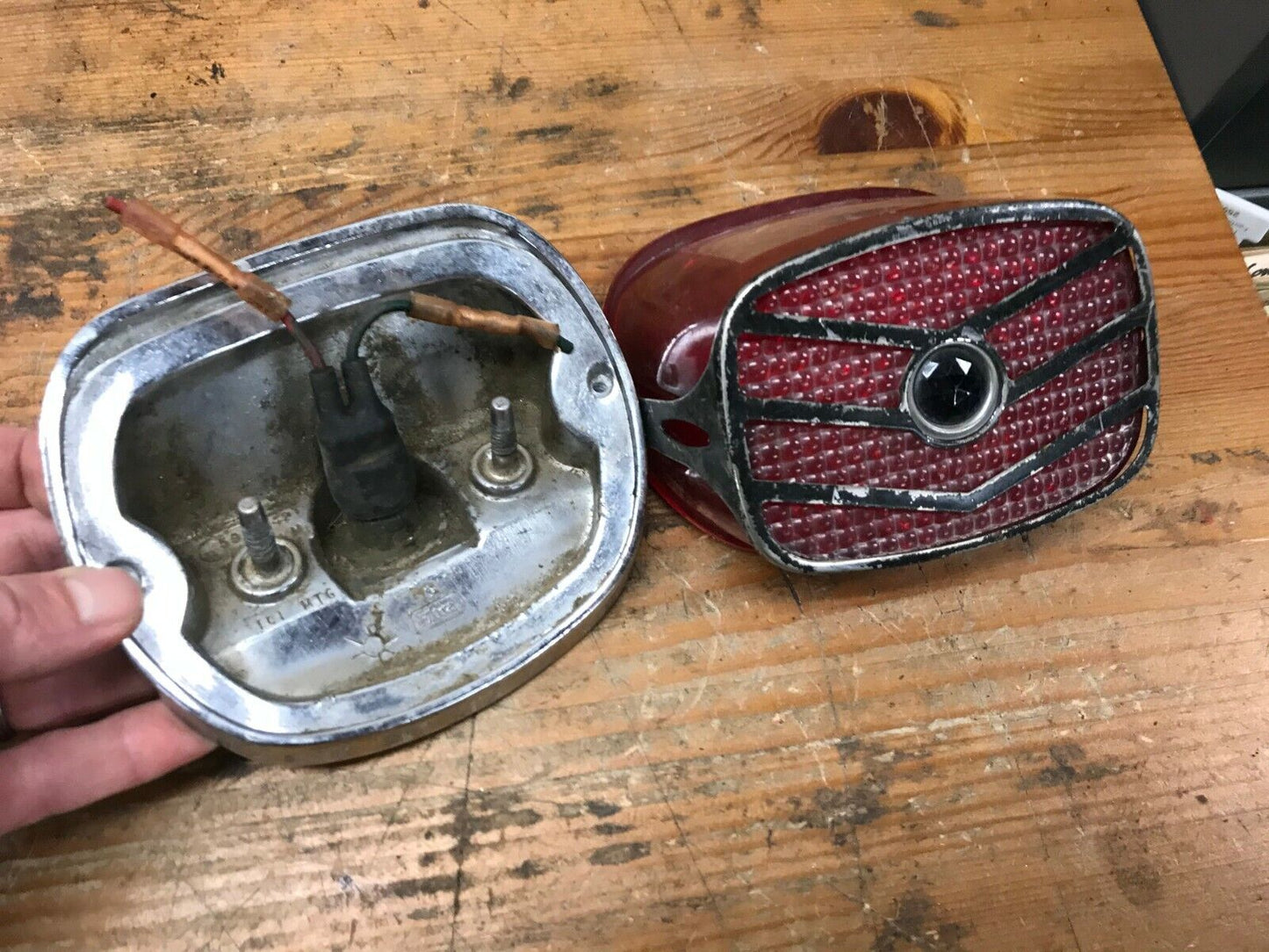 Harley Shovelhead Brake light Taillight Lens & Housing w/ Blue Jewel insert