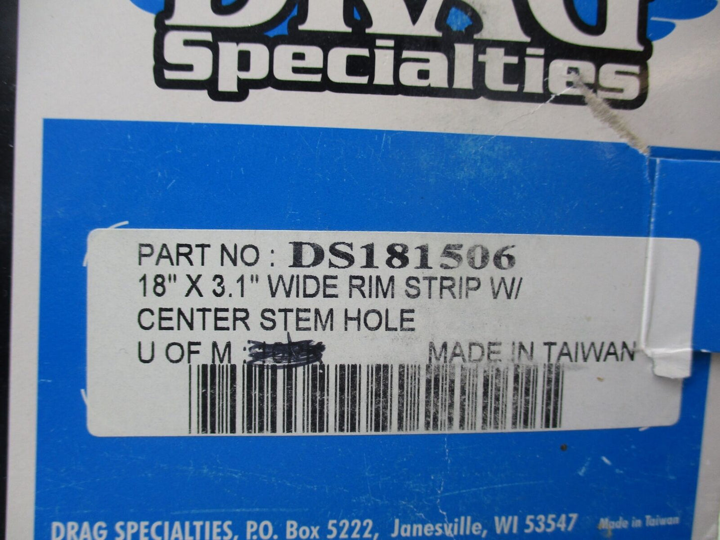 Lot of 7 Drag Specialties 18"x3.1" Wide Rim Strip w/ Center Stem Hole DS181506