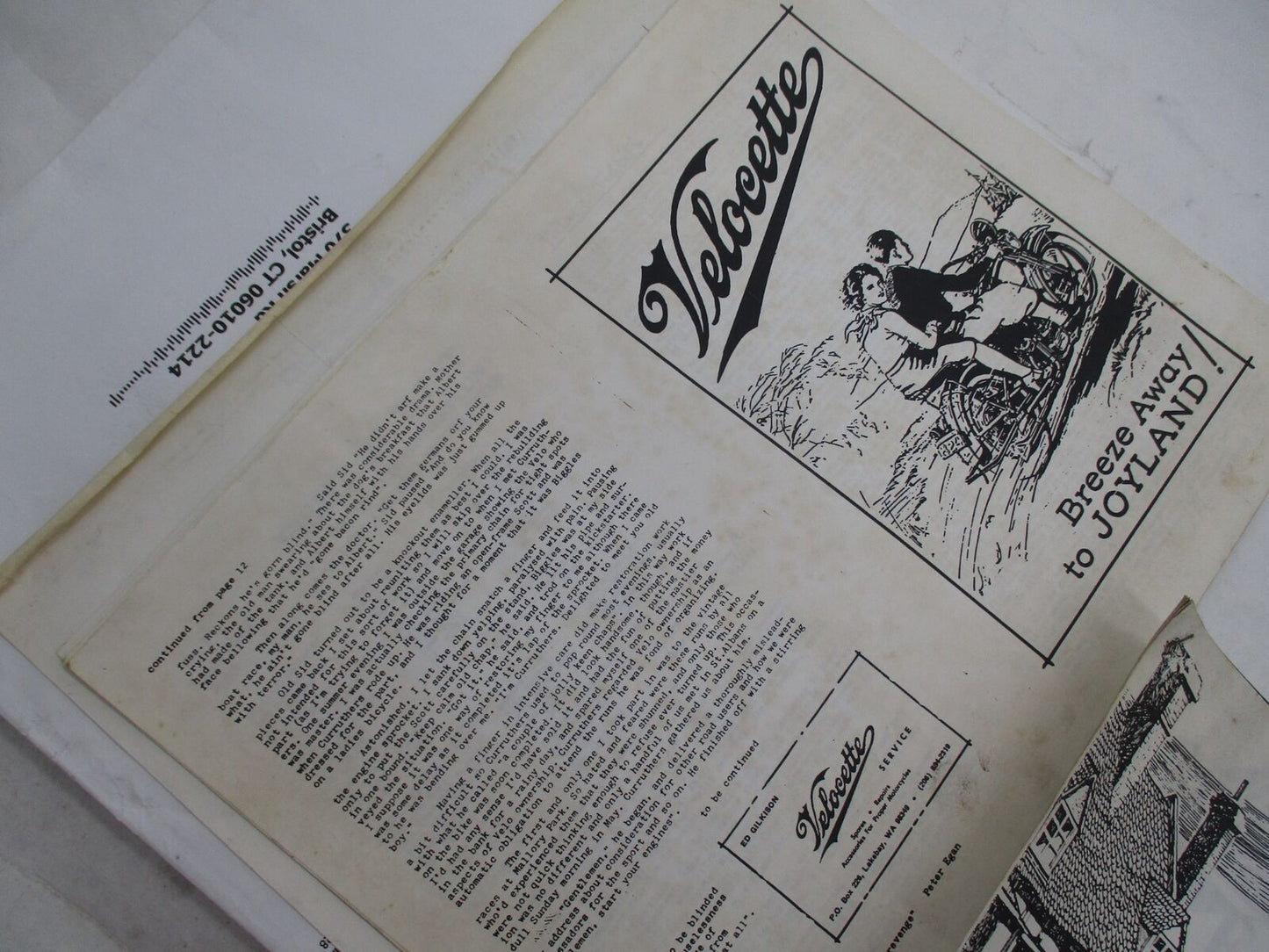 Mixed Lot of Vellocete Motorcycle Articles Photocopies