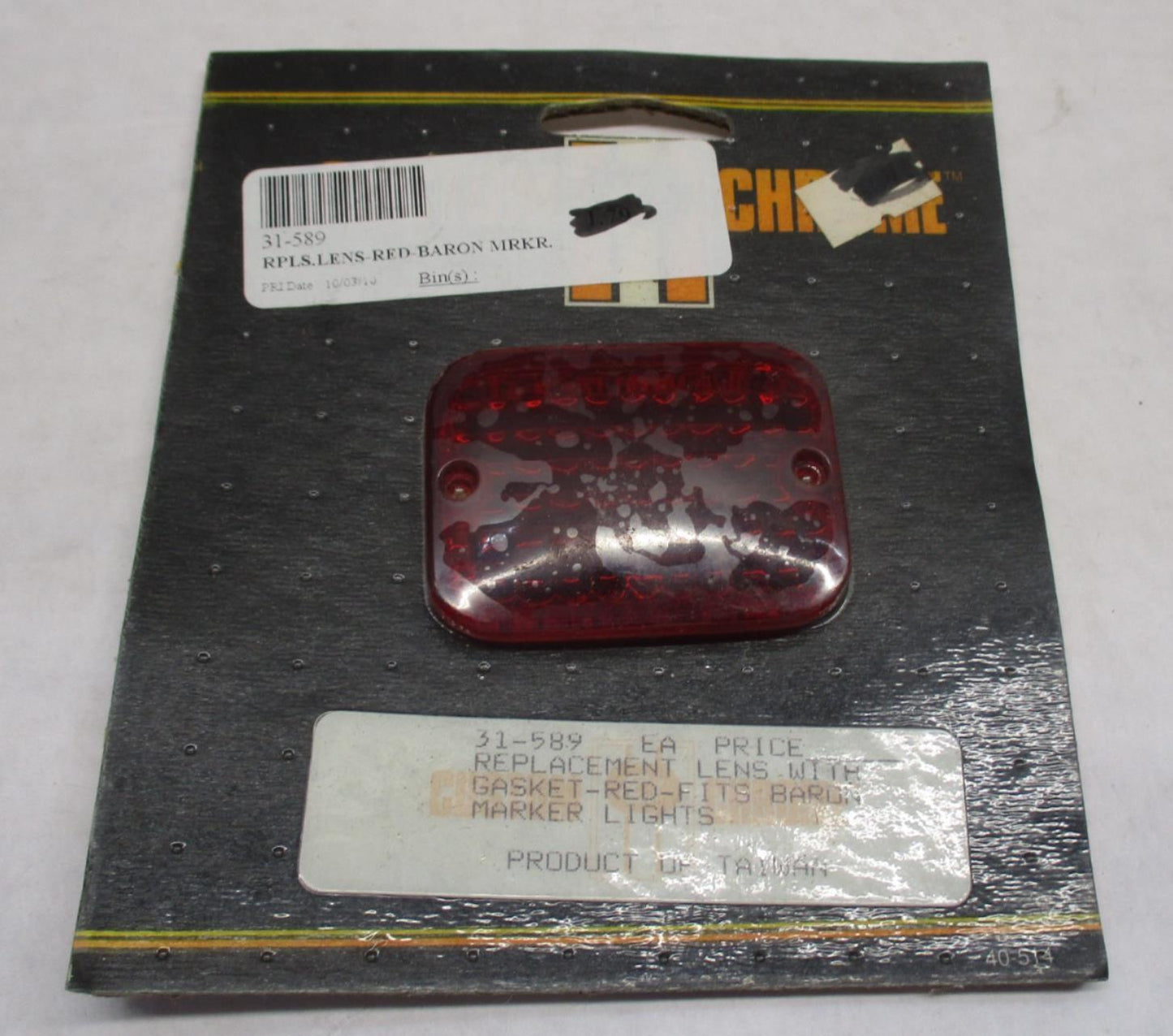 Custom Chrome Marker Light Lens and Gasket Mini Red Baron 31-589 Harley Davidson