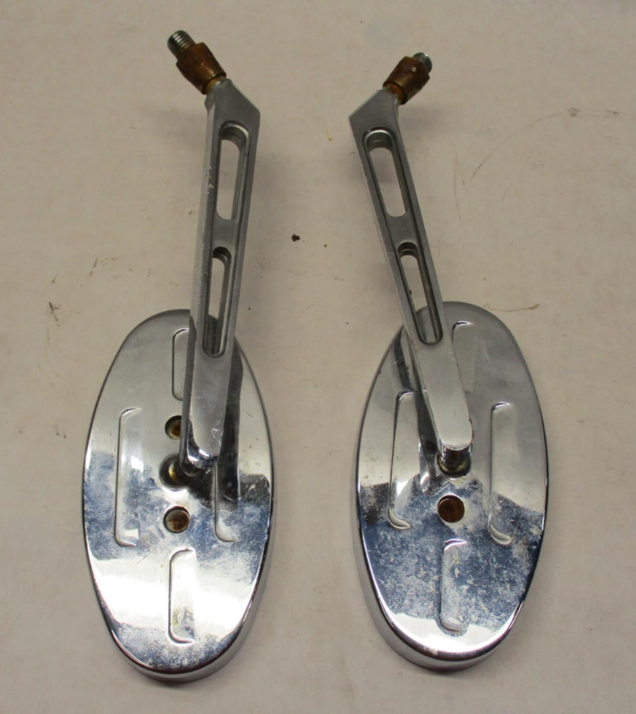 Harley Chrome Set Oval Custom Mirrors Slotted Sportster Softail Dyna