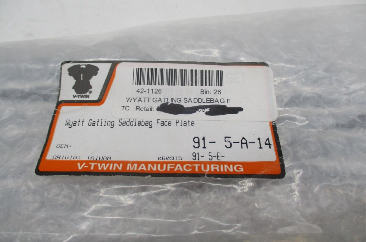 Harley Davidson V-Twin Wyatt Gatling Saddlebag Face Plate Latch Black 42-1126