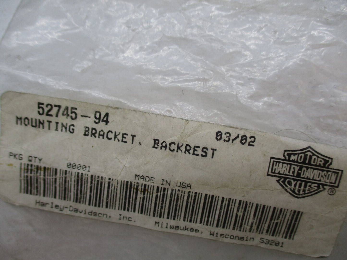 Harley Davidson Genuine NOS Backrest Mounting Bracket 52745-94