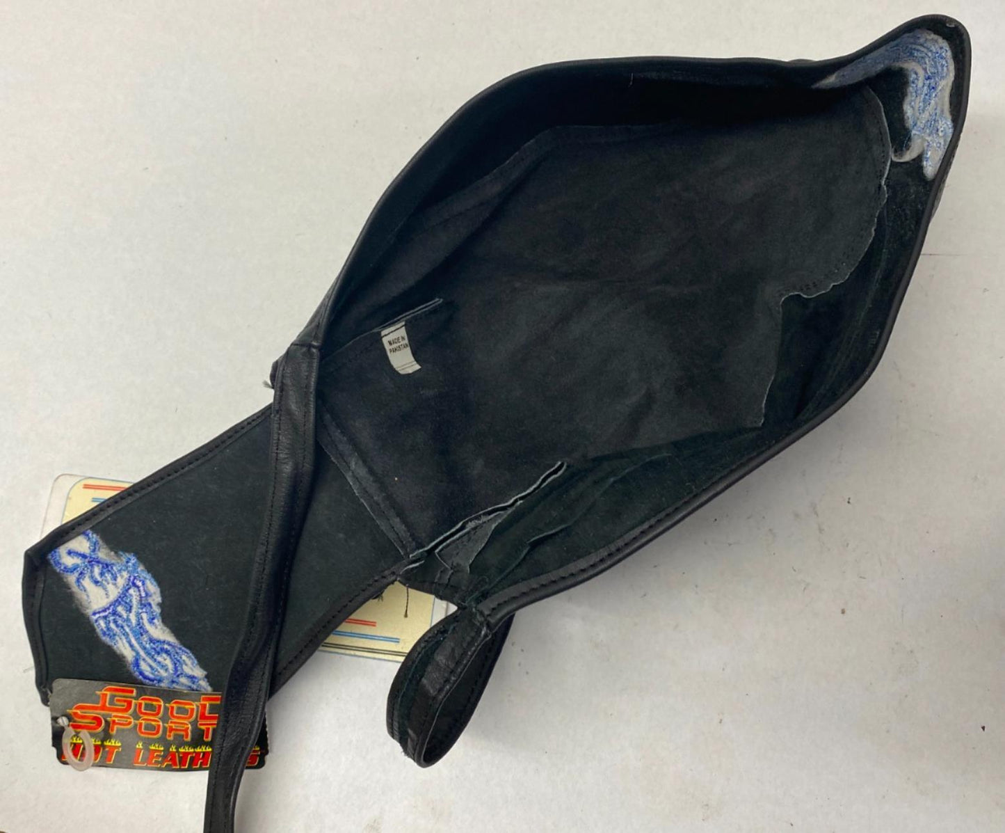 Choppers Hot Leathers Leather Biker Head Wrap Blue Embroidered Bike Flames