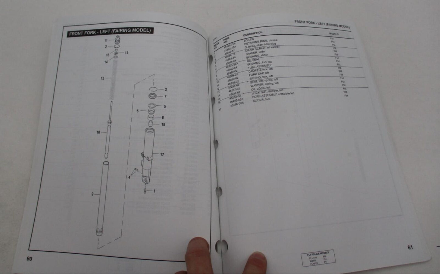Harley Davidson Official Factory 2004 FLT Parts Catalog Police Models 99545-04