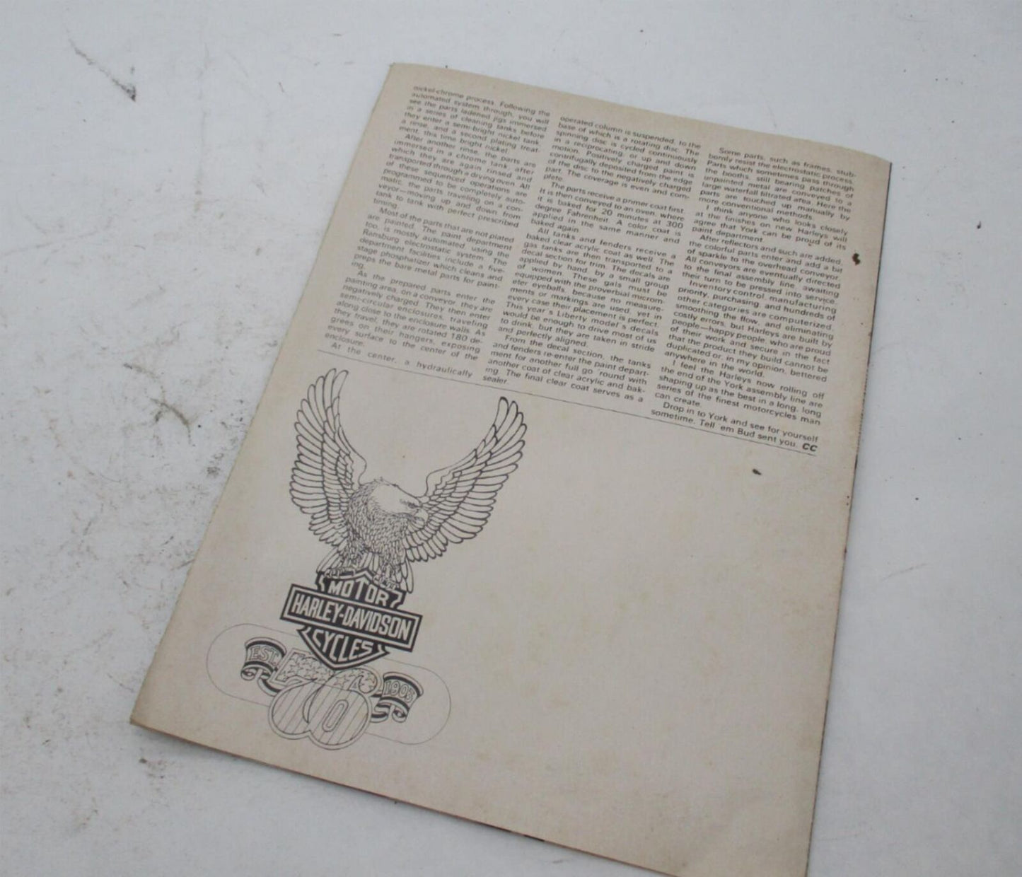 AMF Harley Brochure "The Birth of a Harley" Reprinted Custom Chopper Magazine