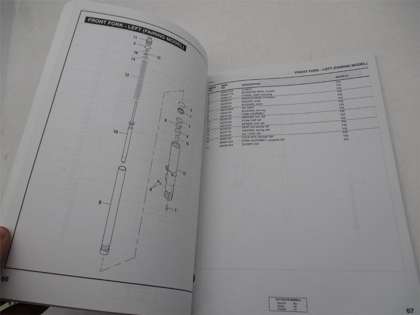 Harley Davidson Official Factory Genuine 2005 FLT Police Parts Catalog 99545-05