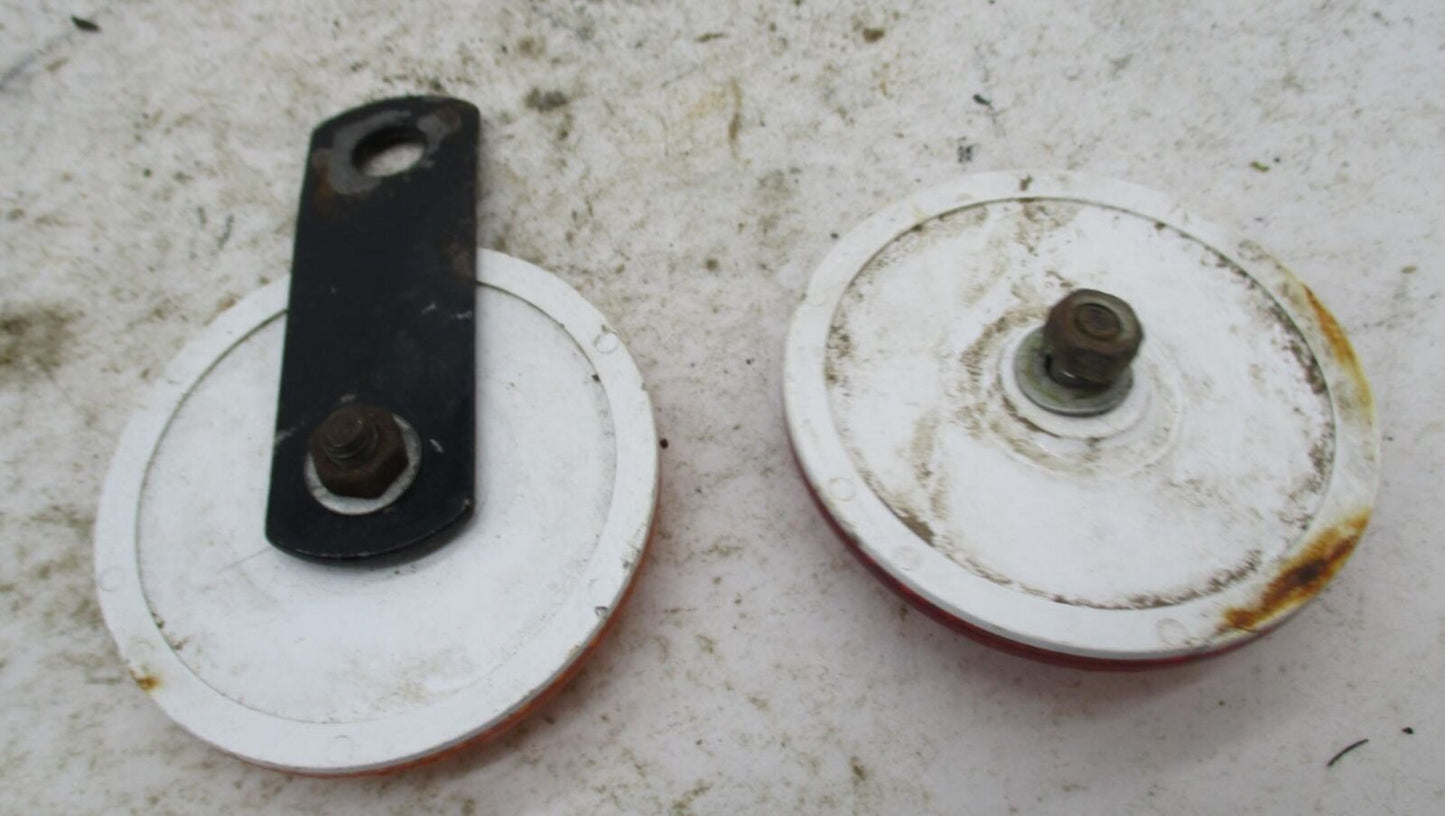 Pair of Vintage Motorcycle Bicycle Satelite Reflectors SAE-A Amber & Red