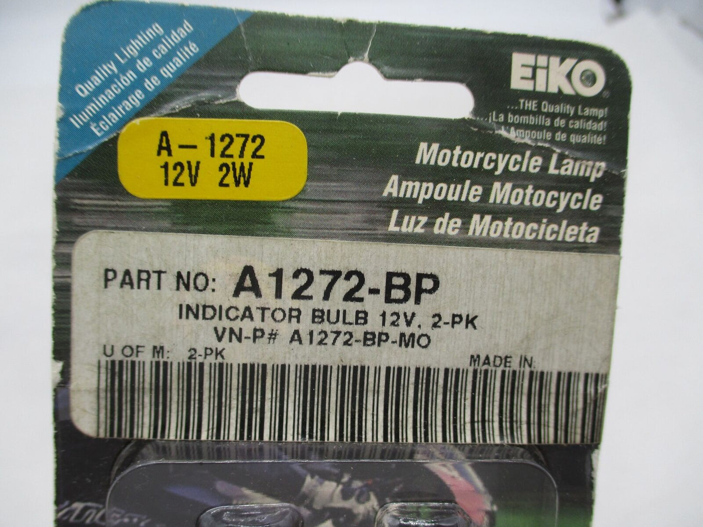 Eiko Motorcycle Indicator Bulb 12V A1272-BP 2 -Pack