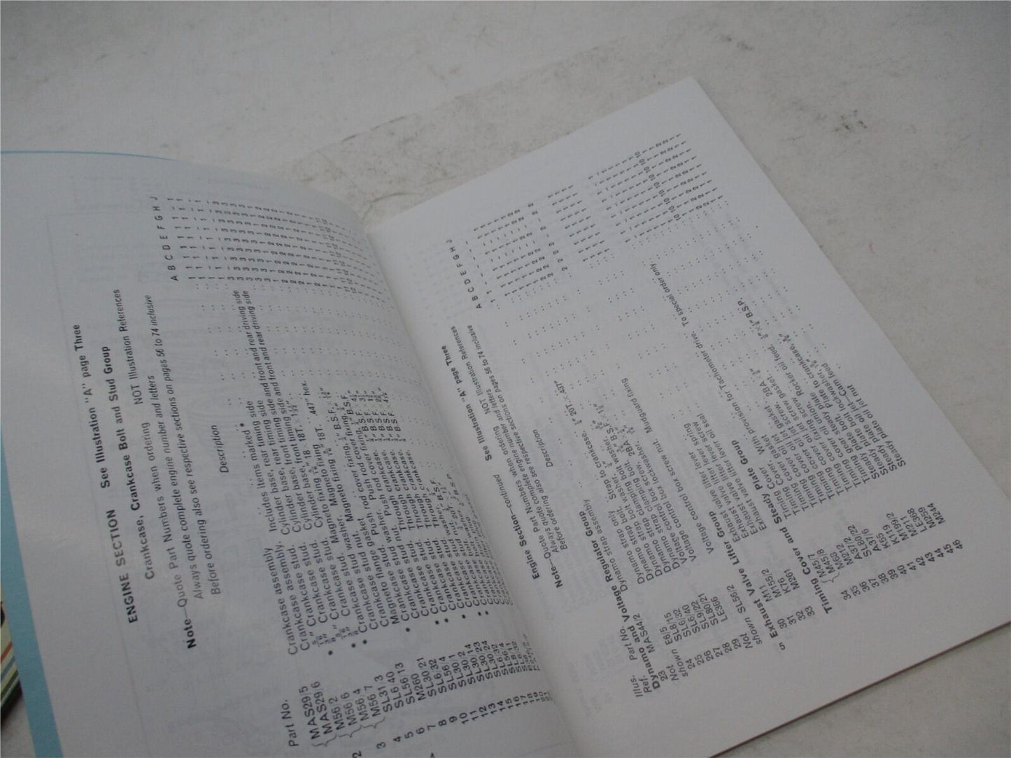 1974 Velocette 350 and 500 cc Models Spare Parts List Book F.482/7R