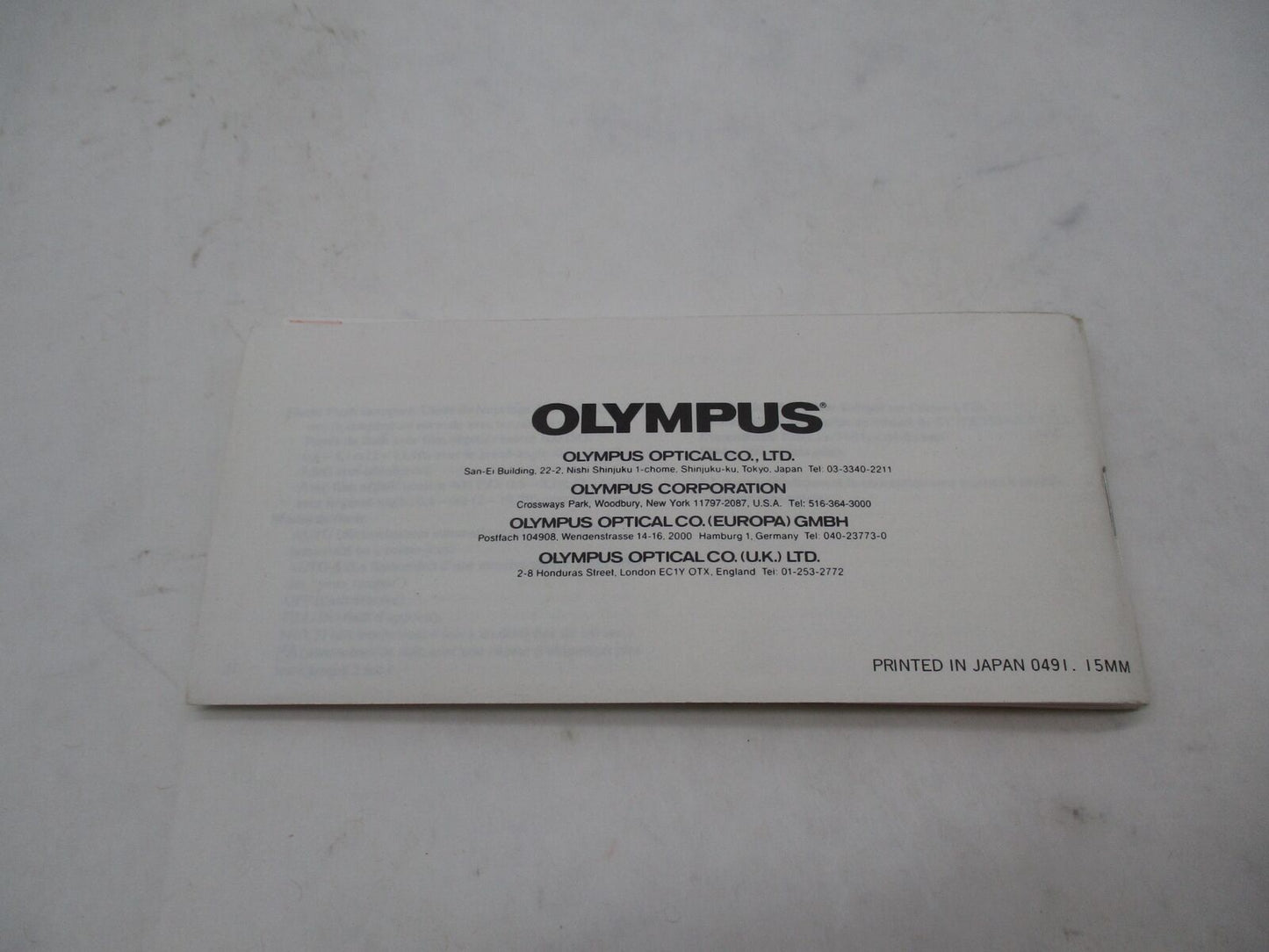 Vintage Olympus Infinity Zoom 210 Camera Instruction Book