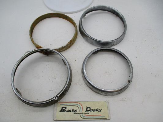 Mix Lot of 4 Vintage Motorcycle Headlight Trim Rings