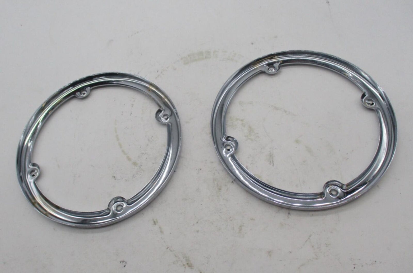 Pair of Harley Davidson Chrome Round Tour Pak Speaker Trim Rings 2014-22