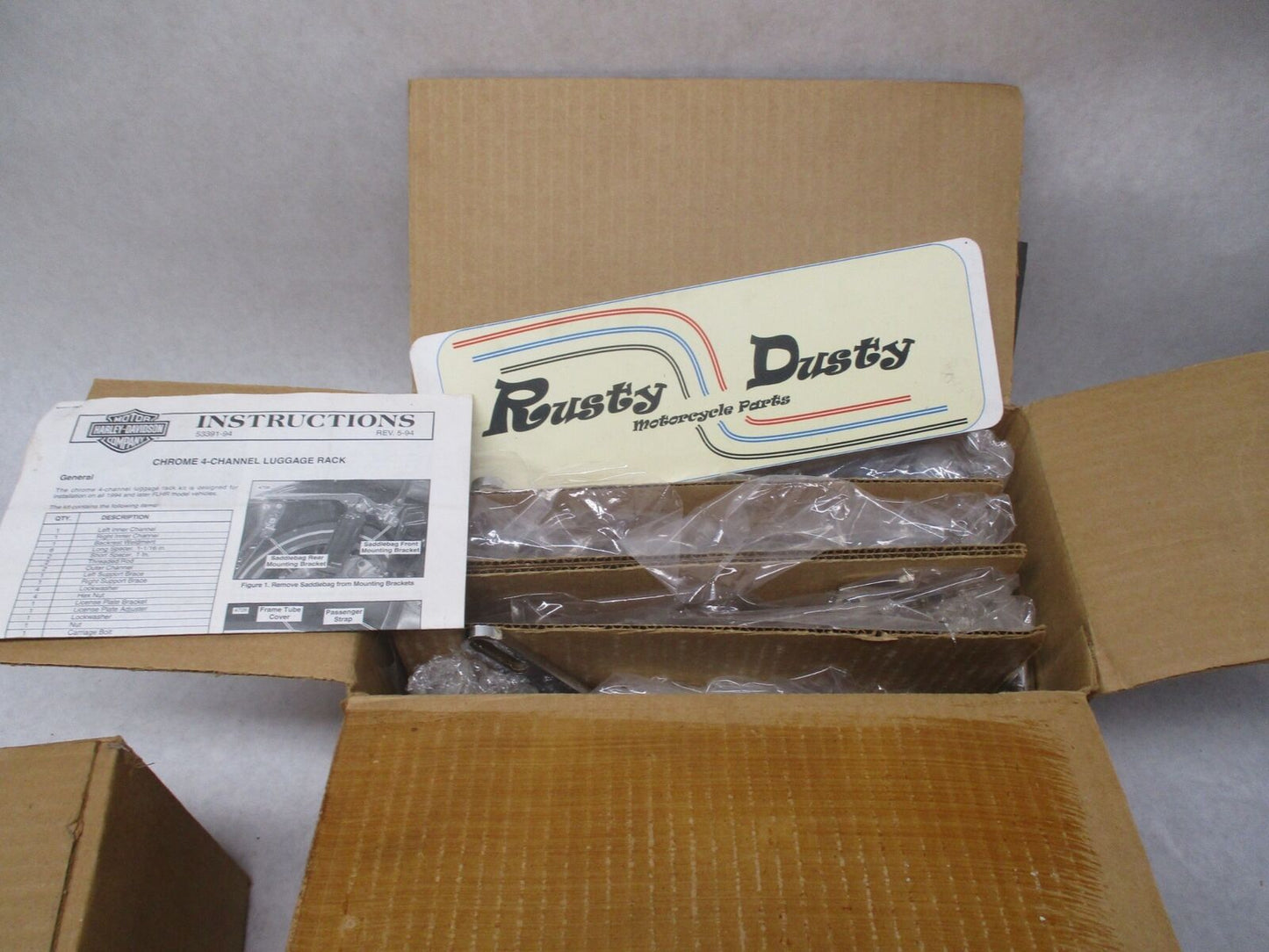 Harley Davidson Genuine NOS 94+ FLHR Chrome 4-Channel Luggage Rack 53391-94