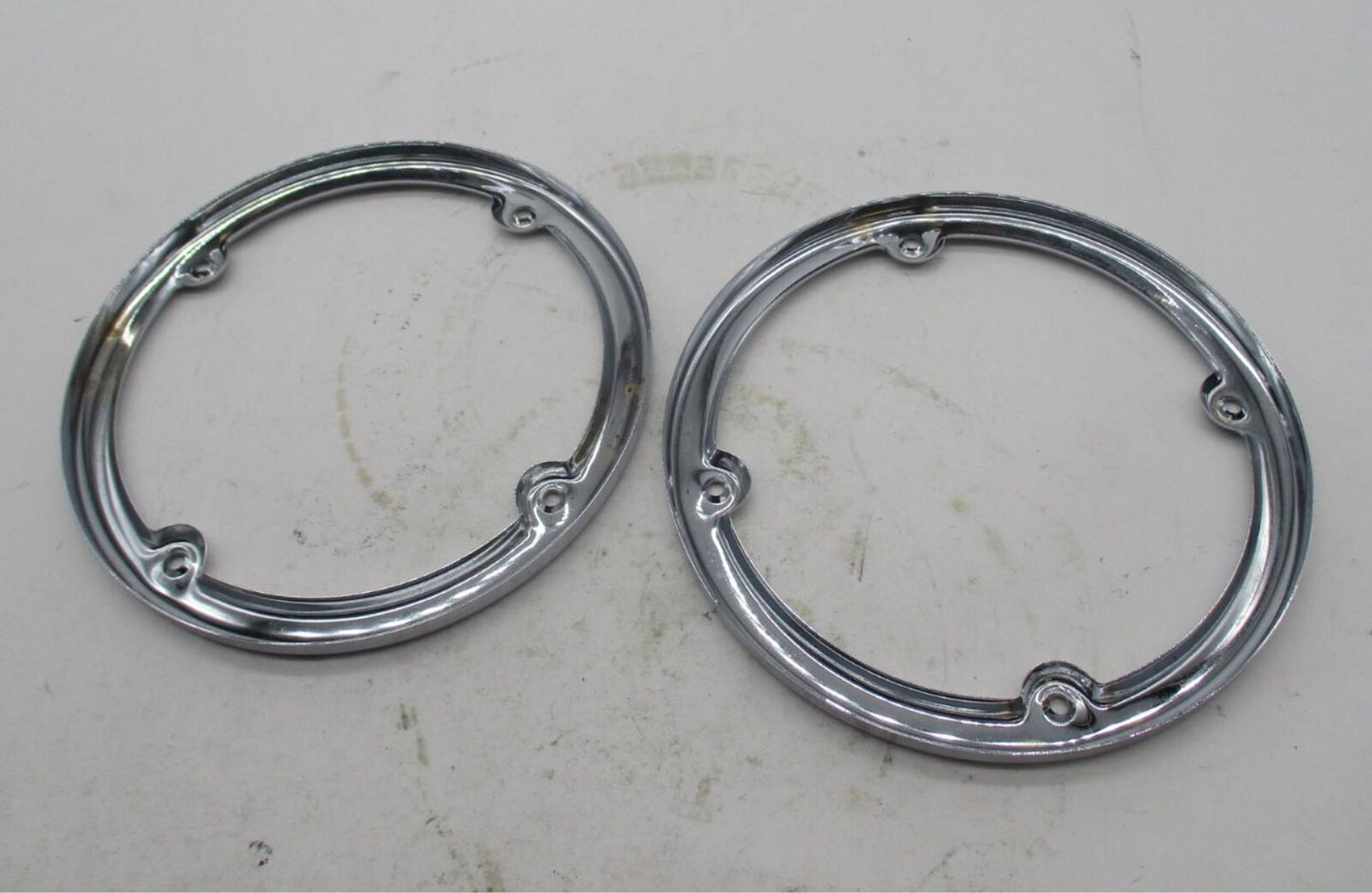 Pair of Harley Davidson Chrome Round Tour Pak Speaker Trim Rings 2014-22