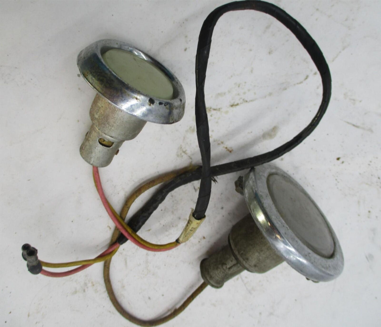 Lot of 2 Vintage Motorcycle Auto Turn Signal Indicator Round Lights