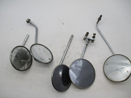 Mixed Lot of Vintage Motorcycle Chrome Mirrors Round Long Stems
