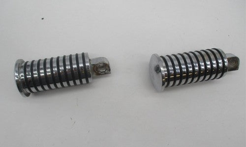 Pair of Harley Davidson Chrome Round Rubber Ribbed Foot Pegs Highway P