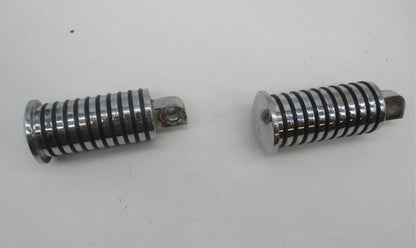 Pair of Harley Davidson Chrome Round Rubber Ribbed Foot Pegs Highway P