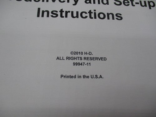 Harley Davidson 2011 Pre Delivery & Set Up Instructions w/ Binder 9994