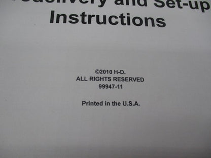 Harley Davidson 2011 Pre Delivery & Set Up Instructions w/ Binder 9994