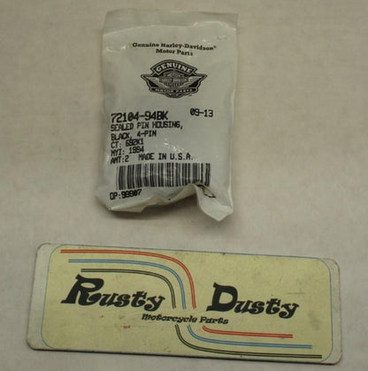 Set of 2 Harley Davidson Genuine NOS Black 4-Pin Sealed Pin Housing 72