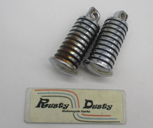 Pair of Harley Davidson Chrome Round Rubber Ribbed Foot Pegs Highway P