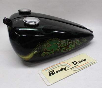 Custom Painted Fiber Glass Dual Gas Tank Dragon Flames Ying/Yang Chopp