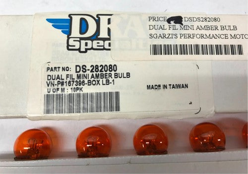 Pack of 10 Dual Filament Mini Amber Bulbs 16396 DS-282080 Harley