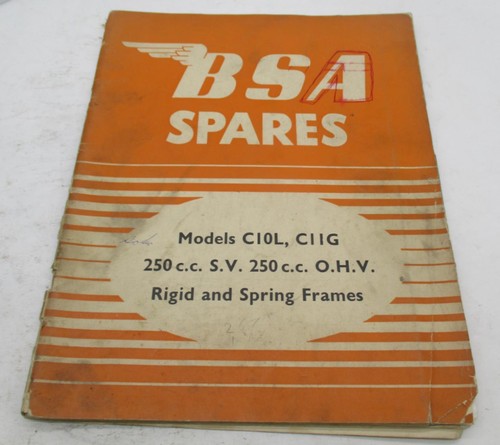 BSA Genuine 1954-1957 C10L C11G C12 250 SV OHV Spares List Parts Catal