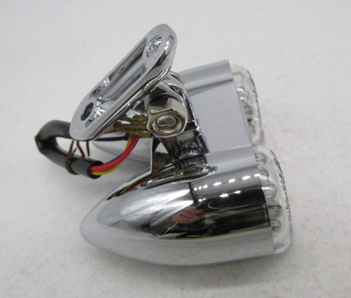 V-Twin Universal Motorcycle Harley Chrome Hi-Glide Amber Dual LED Ligh