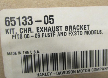 Harley Davidson Genuine NOS Exhaust Muffler Chrome Bracket Kit 65133-0