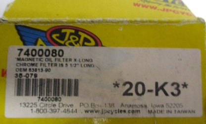 J&P Cycles Magnetic Oil filter X-Long 7400080 OEM 63813-90 Harley Davi