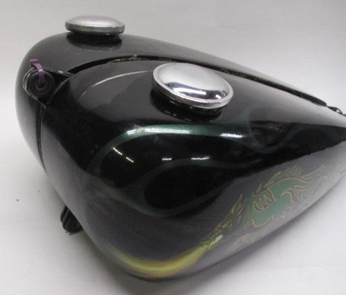 Custom Painted Fiber Glass Dual Gas Tank Dragon Flames Ying/Yang Chopp