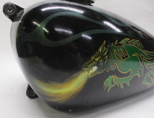Custom Painted Fiber Glass Dual Gas Tank Dragon Flames Ying/Yang Chopp