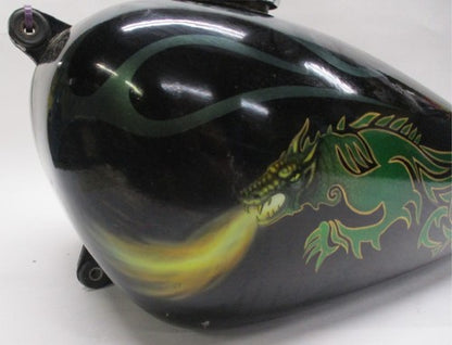 Custom Painted Fiber Glass Dual Gas Tank Dragon Flames Ying/Yang Chopp