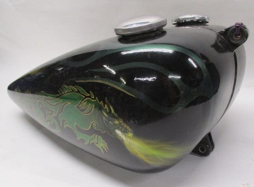 Custom Painted Fiber Glass Dual Gas Tank Dragon Flames Ying/Yang Chopp