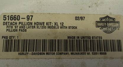 Harley Davidson Genuine NOS Detach Pillion hardware Kit XL1200 51660-9