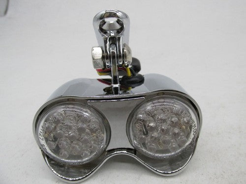 V-Twin Universal Motorcycle Harley Chrome Hi-Glide Amber Dual LED Ligh