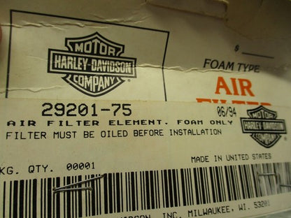 Genuine Harley Davidson NOS Air Cleaner Filter Element Foam Only 29201