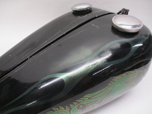 Custom Painted Fiber Glass Dual Gas Tank Dragon Flames Ying/Yang Chopp