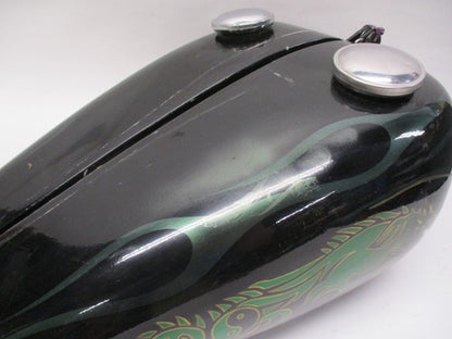 Custom Painted Fiber Glass Dual Gas Tank Dragon Flames Ying/Yang Chopp