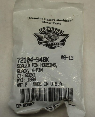 Set of 2 Harley Davidson Genuine NOS Black 4-Pin Sealed Pin Housing 72