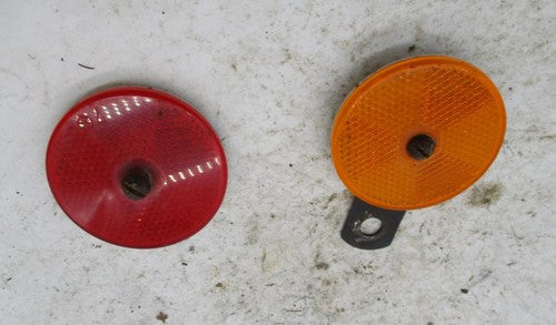 Pair of Vintage Motorcycle Bicycle Satelite Reflectors SAE-A Amber & R