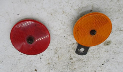 Pair of Vintage Motorcycle Bicycle Satelite Reflectors SAE-A Amber & R