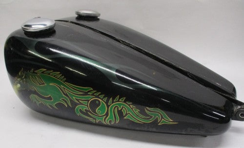 Custom Painted Fiber Glass Dual Gas Tank Dragon Flames Ying/Yang Chopp
