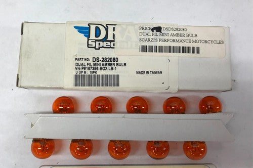 Pack of 10 Dual Filament Mini Amber Bulbs 16396 DS-282080 Harley