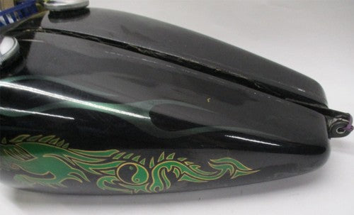 Custom Painted Fiber Glass Dual Gas Tank Dragon Flames Ying/Yang Chopp